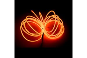 MaxLax EL Wire Orange, 9.8ft/3m Portable Battery Pack Neon Light Strip 360° Cuttable Glowing Rope Lights for Parties, Halloween, DIY Decoration
