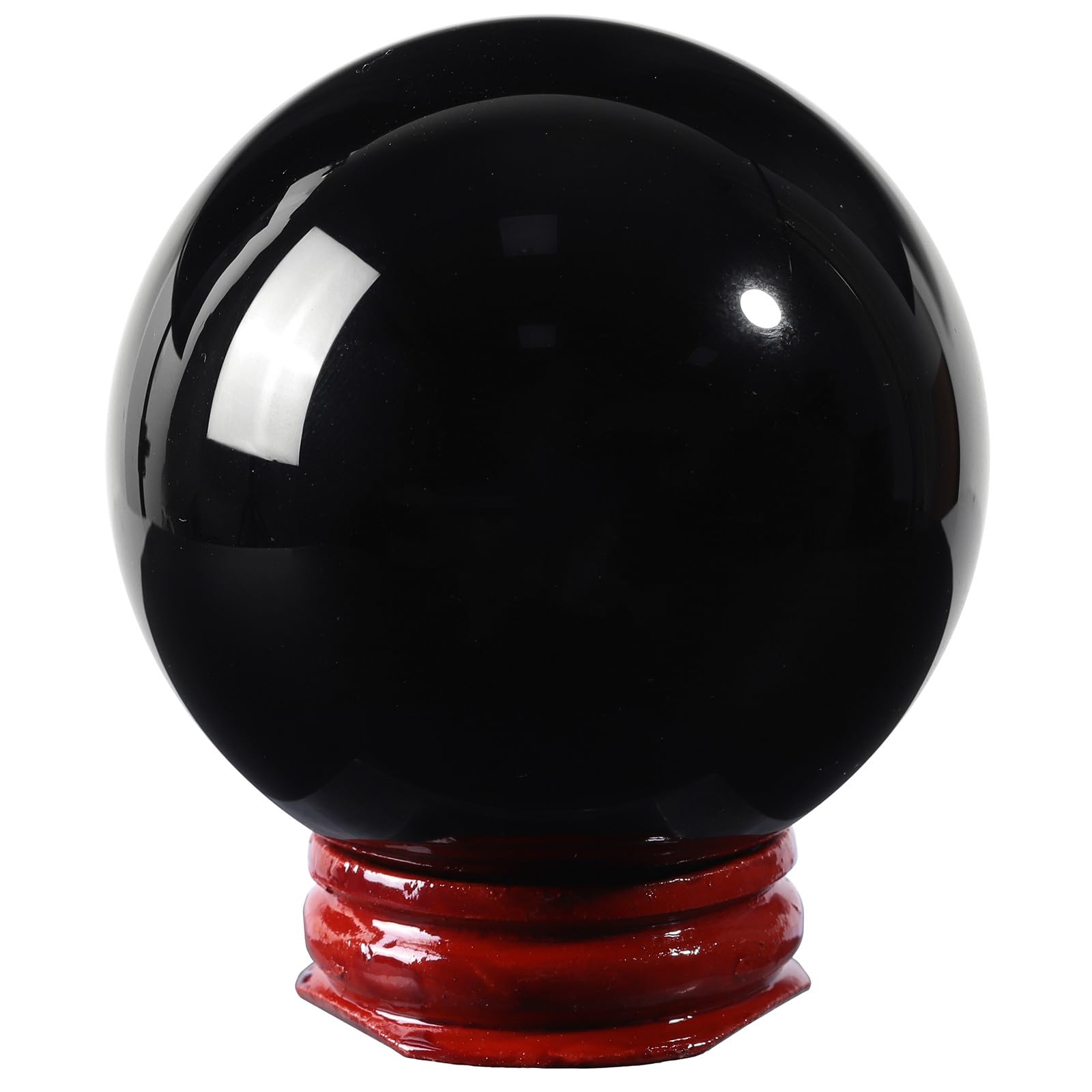 mookaitedecor Natural Black Obsidian Crystal Ball with Stand 55mm-60mm Small Healing Reiki Stone Crystal Sphere Scrying Divination Crystal Witchcraft Supplies Wiccan Gifts Spiritual Black Room Decor