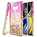 HATOSHI Samsung Galaxy Note 9 Case with Screen Protector [1 Pack], Girls Women, Liquid Glitter Sparkle Bling Clear Cute Protective Phone Cover for Galaxy Note 9 -Pink/Gold