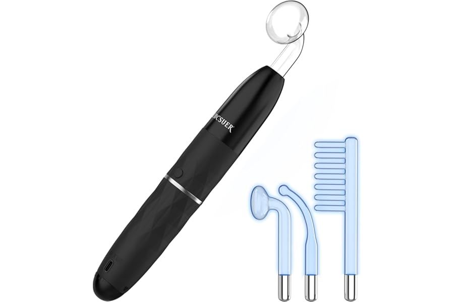 OxyGlow 2 Cordless High Frequency Facial Machine, ProFacialWand Clinical Skin Therapy Wand – Xenon Gas