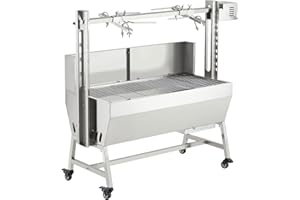 50W Stainless Steel Rotisserie Grill With Hooded Cover Roaster, BBQ Outdoor Pig Lamb Rotisserie Roaster, BBQ Charcoal Rotisse