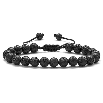 Lava Rock Bracelet For Men 8mm Lava Rock Bead Bracelet Stress Relief Anxiety Bracelet Aromatherapy Essential Oil Diffuser Bracelets Gemstone Therapy