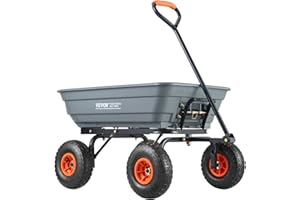 VEVOR Dump Cart, Poly Garden Dump Cart with Easy to Assemble Steel Frame, Dump Wagon with 2-in-1 Convertible Handle, Utility 