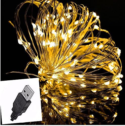 String Lights 33ft/10M 100LED USB Waterproof Copper Lights Wire Decorative Light Starry Fairy Light For Outdoor Indoor Christmas Wedding Party Decor (Warm White)