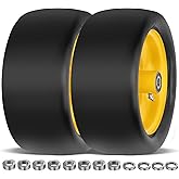 2 Pcs 13x6.50-6 Lawn Mower Tires Flat Free with 3/4" Chrome Steel Bearings, 13x6.50-6 Zero Turn Mower Front Tires, 13x6.5-6 Flat Free Lawn Mower Tires for Commercial Grade Lawn, 5.5"-7.5" Centered Hub