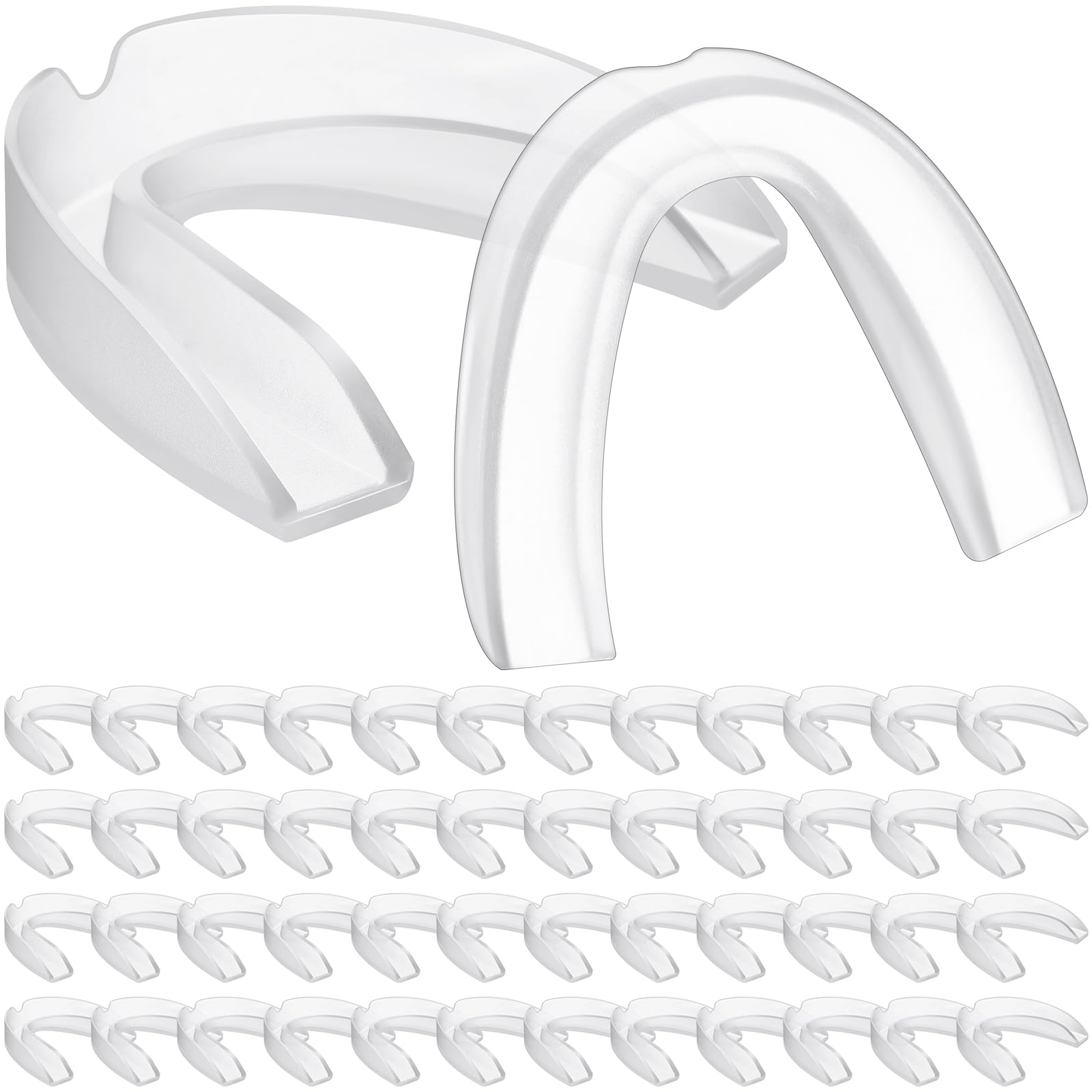 Photo 1 of Konohan 50 Pcs Kids Youth Mouth Guard for Sports Boys Girls Mouthguard Kids Football Mouthpieces Sports Mouth Braces Athletic Teeth Mouth Protection for Boxing Hockey Lacrosse Basketball(Clear Color)