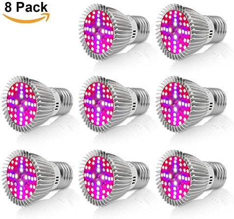 Led Grow light Bulb,Derlights 40W E27 Full Spectrum Led Grow light Bulb, SMD2835 Grow Plant Light for Indoor Garden Greenhouse And Hydropoics Greenhouse Organic,Pack of 8