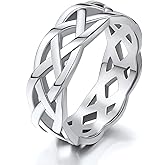 ChainsPro Celtic Knot Rings for Men/Women, 7mm Irish Band Ring,-Stainless Steel/Gold Plated (Send Gift Box)