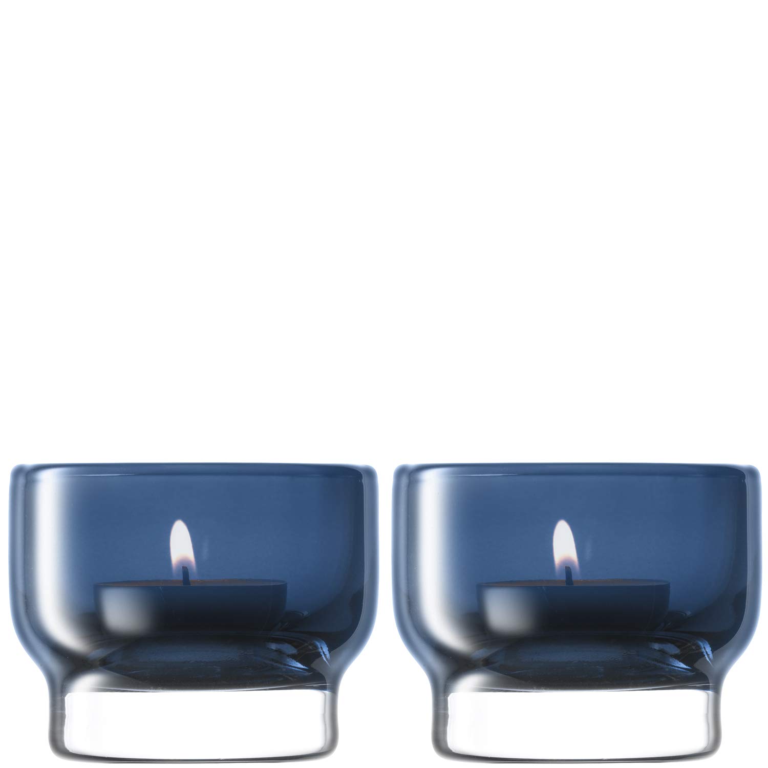 LSA International Utility Tealight Holder H6cm Sapphire | Set of 2 | Mouthblown & Handmade Glass | UT83