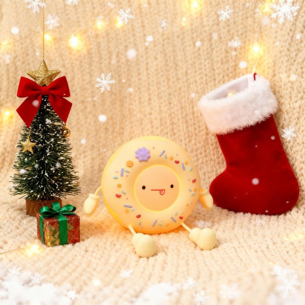 Night Lamp LED Donut Light for Kids, Nursery Night Light Rechargeable Table Lamp for Boys Girls Bedroom-White