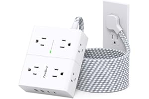 10 Ft Power Bars with Surge Protector, Extension Cord Indoor with 8 Outlets 4 USB Ports(2 USB C), Flat Plug Power Bar, 10 Ft 