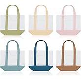 Eccliy Mini Canvas Tote Bags 13" x 11" x 6" Small Tote Shopping Bag Bulk with Pocket Handle Blank Heavy Duty Reusable Canvas