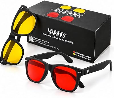 ® | Pack 2 Gafas Luz Azul | Amarillas y Rojas | Filtro de Luz Azul | Bienestar para tu Día y Noche | Reduce la Fatiga Visual | Regula el Sistema Nervioso | Ordenador, Gaming y Descanso