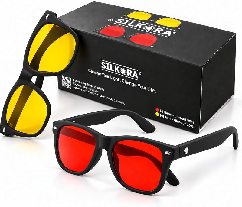 ® | Pack 2 Gafas Luz Azul | Amarillas y Rojas | Filtro de Luz Azul | Bienestar para tu Día y Noche | Reduce la Fatiga Visual | Regula el Sistema Nervioso | Ordenador, Gaming y Descanso — foto 1 de 6