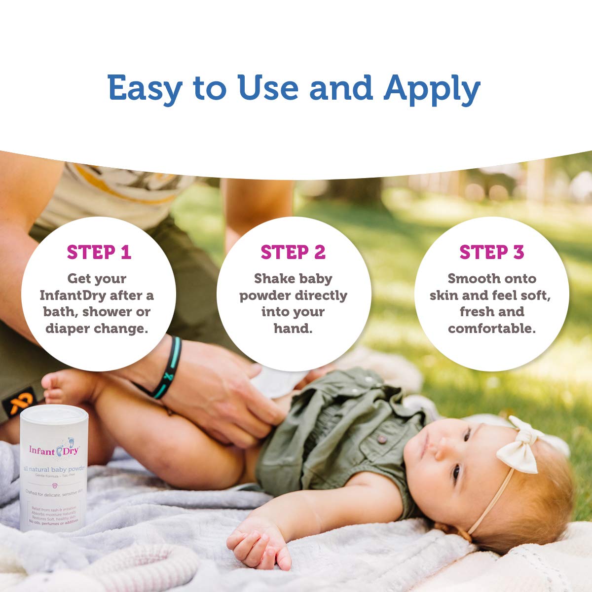 Infant Dry All Natural Baby Powder 10 Oz - Gentle Formula Talc Free, All Natural and Unscented Dusting Powder for Sensitive Baby Skin