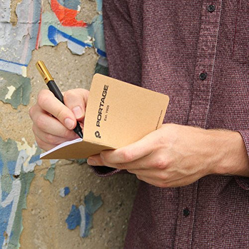 Portage Kraft Cover Memo Sized Pocket Notepad - Side Bound Notebook with Lined Paper for On-the-Go Note Taking - 3.5" x 5.5" - 64 Pages (3 Pack)