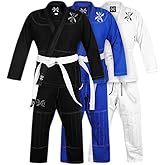 FightX Jiu Jitsu Gi for Kids, Lightweight Kids Bjj Gi Brazilian Jiu Jitsu for Boys & Girls Karate Uniform Gi with Free Belt