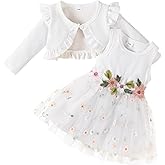 Renotemy Newborn Baby Girl Flower Dress Toddler Tutu Tulle Dress Princess Wedding Birthday Party Dresses for Girls 3M-3T