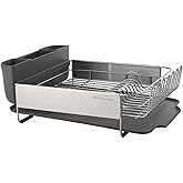 KitchenAid Large Capacity, Fully Size Self Draining Rust Resistatant Satin Coated Dish Rack with Removable Flatware Caddy 20.