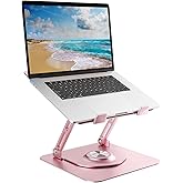 Swivel Laptop Stand for Desk, Adjustable Height Aluminum Computer Stand with 360 Rotating Base, Foldable Ergonomic Riser, Por