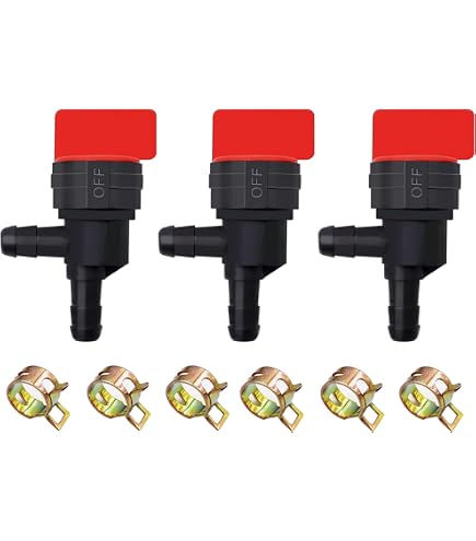KINDZA 3-Pack 1/4" 90 Degree Gas Shut Off Fuel Valve – Fits Briggs & Stratton 698181 494539, Cub Cadet
