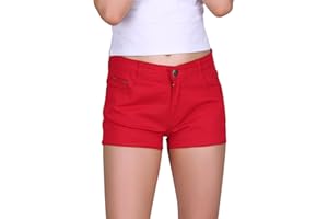 HDE Women's Solid Color Ultra Stretch Fitted Low Rise Moleton Denim Booty Shorts