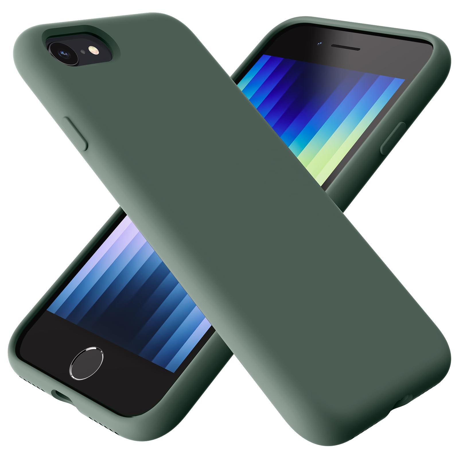 TAXXOE Liquid Silicone Case Compatible with iPhone SE 2020/2022, iPhone 8/7, 4.7 Inch, Soft-Touch, Shockproof, DustProof, Antiskid Full Body Phone Cover for iPhone SE - Cangling Green — image 1