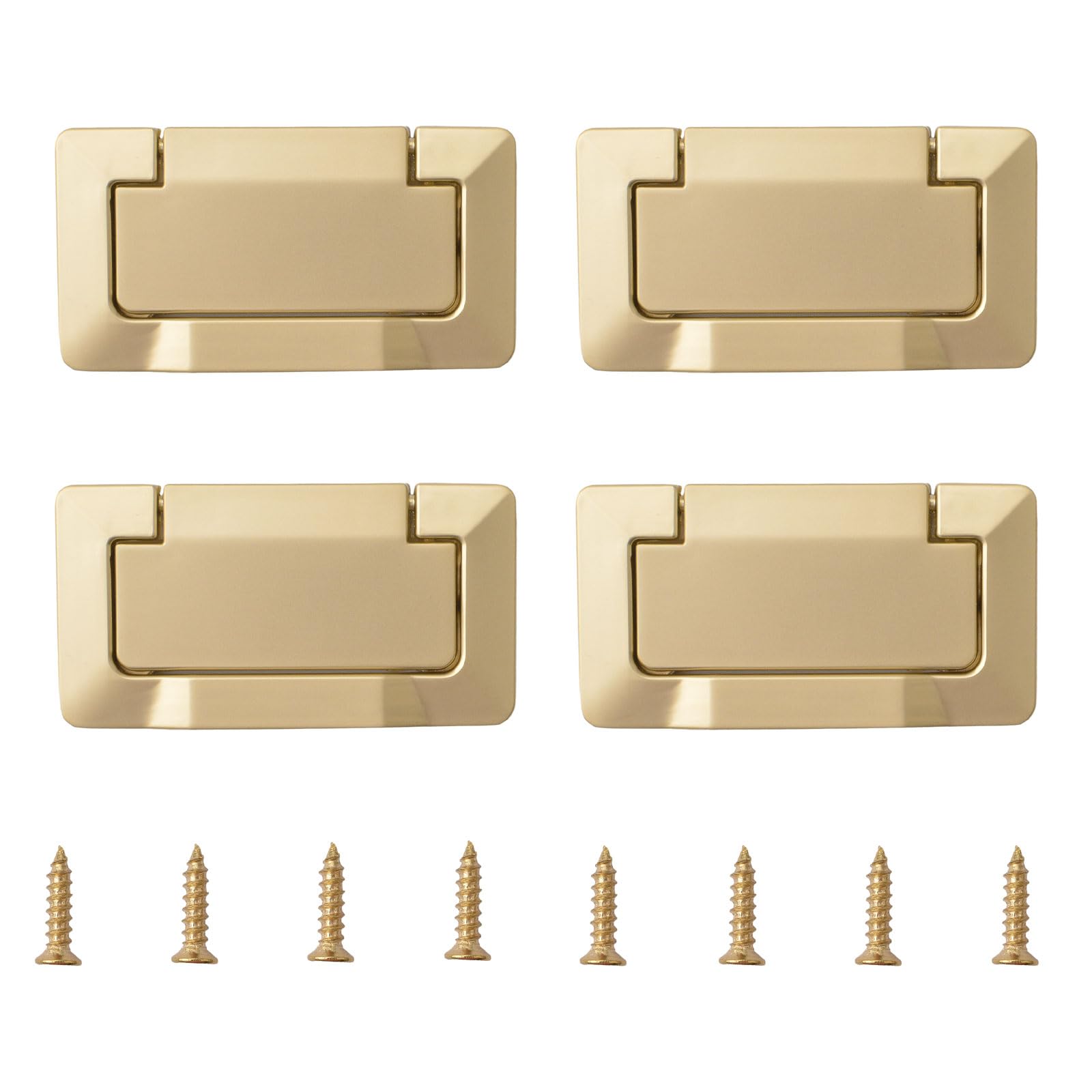 MOROBOR 4Pcs Pocket Doors Drawer Handle Flush Ring Pull, Hidden Concealed Zinc Alloy Knobs for Cabinets, Closets, Drawers/Pearl Gold