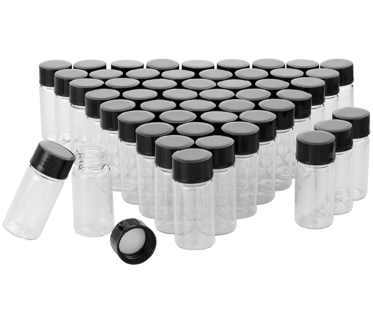 Pxyelec 50 pcs 5 ml Transparent/Clear Liquid Collection Glass Bottles Vials Screwcap Capacity