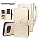 TabPow Galaxy S8 Case, 10 Card Slot - [ID Slot] Wallet Folio PU Leather Case Cover with Detachable Magnetic Hard Case for Samsung Galaxy S8 (2017) - Glitter Gold