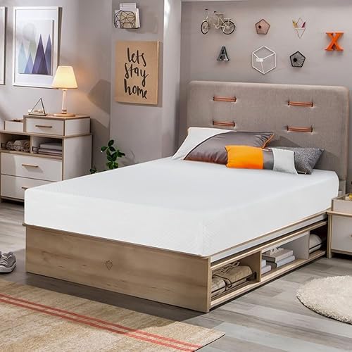FDW | 8 Inch Twin Mattress | Medium Firm | Gel Memory Foam Mattress | White | Bed in a Box, CertiPUR-US Certified | Pressure Relief, Cooling Ventilated Foam | Washable Removable Cover