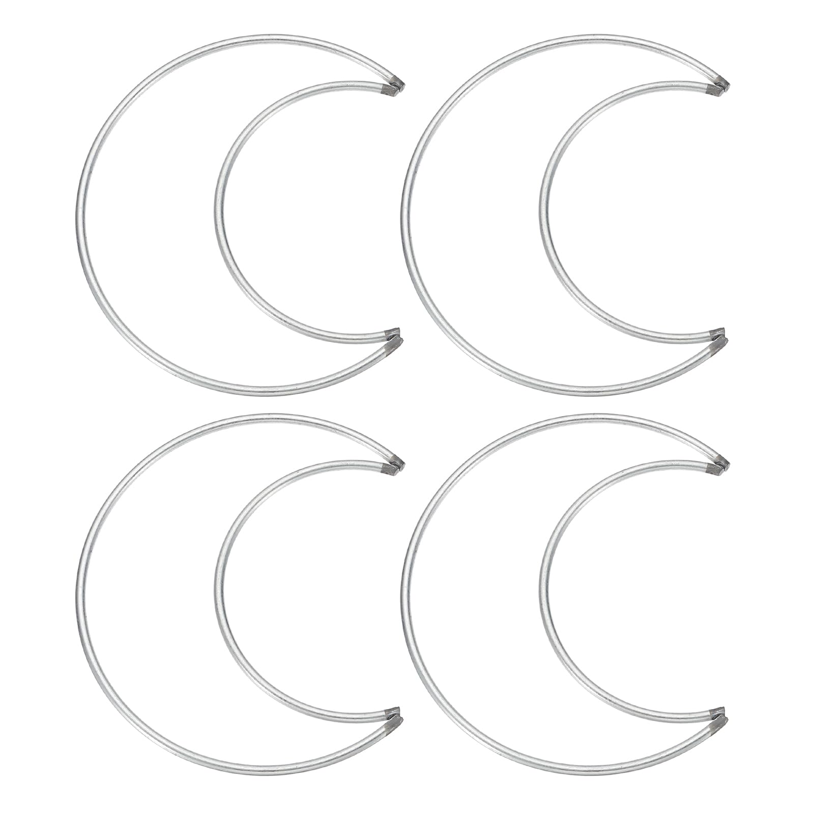 PATIKIL 4 Inch Moon Dream Catcher Rings, 4 Pcs Metal Christmas Macrame Wreath Floral Ring Hoop for Home Car DIY Craft Wedding Wall Hanging Decoration, Silver