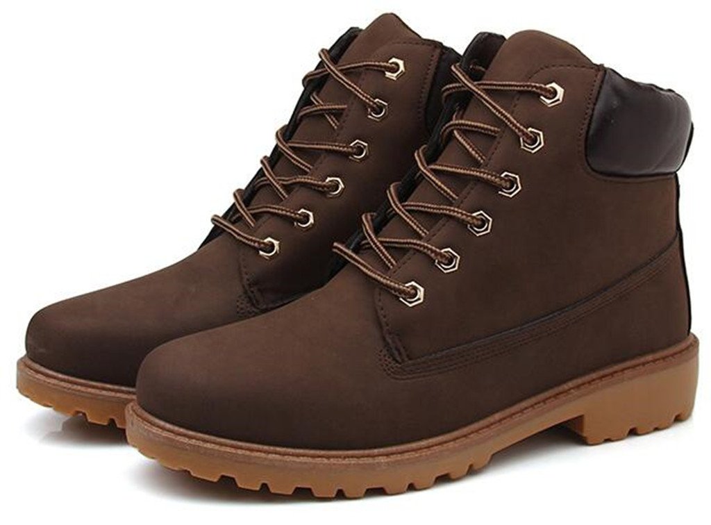 DADAWEN Women's Round Toe Waterproof Lace Up Platform Chunky Low Heel Work Combat Boots Fashion Ankle Booties - Image 5