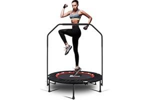 Gielmiy Foldable Fitness Trampoline，Mini Rebounder with Handle，Jumping Cardio Trainer Workout for Adults Indoor/Garden （Workout Max 300lbs）