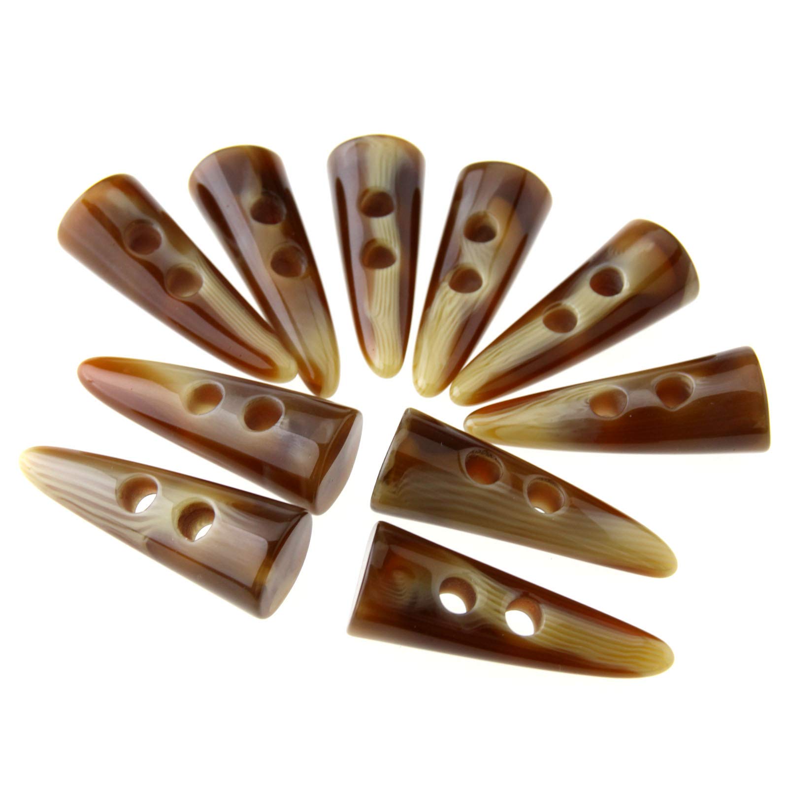 OTOTEC 10 x 50mm Large Horn Imitation Tooth Toggle Buttons for Coat Jacket Cream Bone