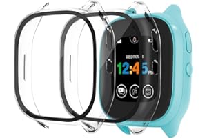 POLYJOY 2 Pack Protective Case for Verizon Gizmo Watch 3 Screen Protector, Hard PC Bumper Cover Built-in Tempered Glass Screen Protector for Gizmo 3 Kids Watch Accessories - Clear*2