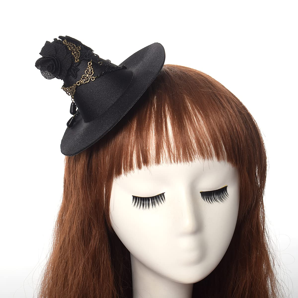 COSDREAMER Women Gothic Steampunk Mini Bowler Hat Hair Clip (black)
