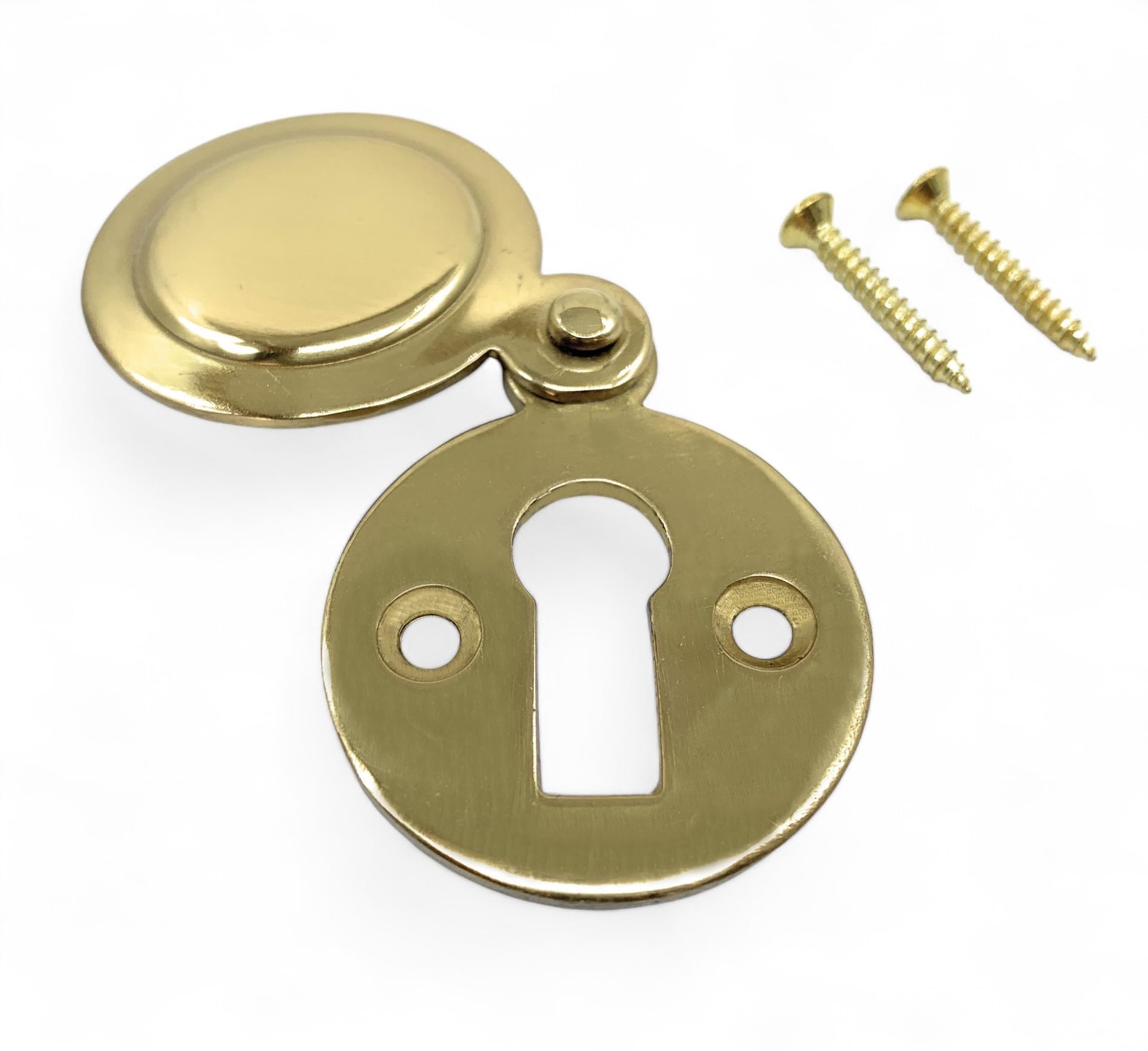 Polished Brass Round Keyhole Cover Escutcheon with Screws (1, Brass)