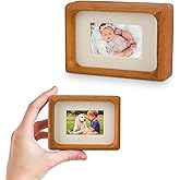 Youncewooder 2x3 Picture Frame with 1x2 Mat - Solid Teak Wood Mini Cute Frame, Wall & Tabletop Display for Baby & Pet Photos (2x3,Teak)