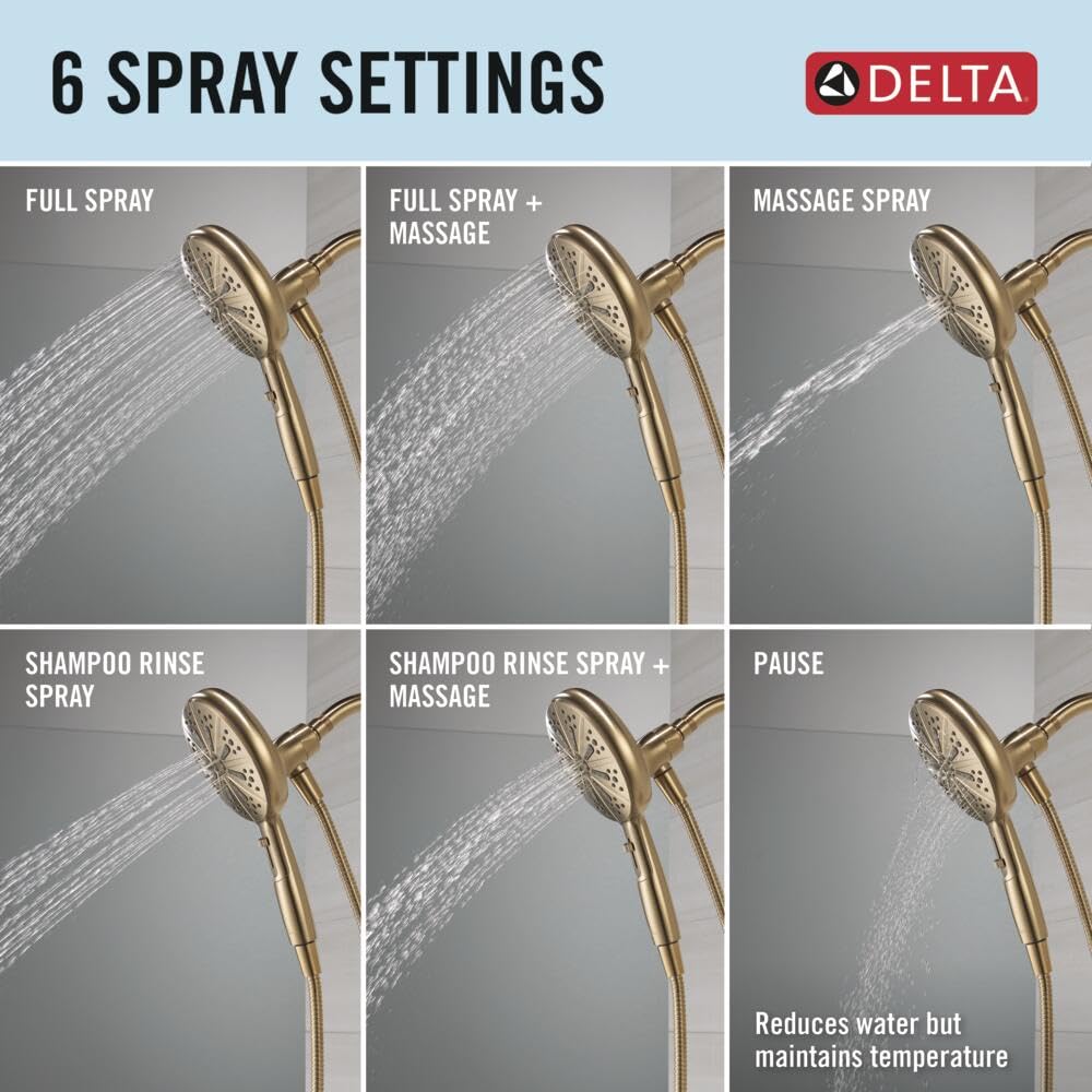 Delta Nicoli 14 Series Brushed Gold Bathtub Shower Faucet Set with Handheld Shower Head, Valve Trim Kit, Champagne Bronze 144749-CZ-HS (Valve Included)