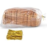 Bread Bags with Ties, Reusable, Clear Bags and Ties, Bread Bags For Homemade Bread And Bakery Loaf Adjustable Reusable (60)