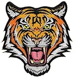 Tiger Patch Embroidered Iron-On Applique Roaring Bengal Striped Souvenir Tiger Patch Embroidered Iron-On Applique Roaring Bengal Striped Souvenir
