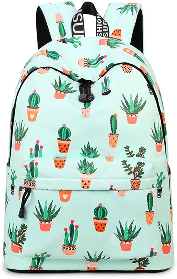 Polyester Backpack Women's Travel Rucksack Student Bag Laptops Backpack School Backpack for Girls Teenagers - Cactus