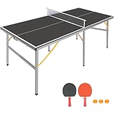 HaoKang 6FT/8FT/9FT Mid-Size Table Tennis Table Ping-Pong Table Set Foldable &amp; Portable Table Indoor Outdoor for Family Game