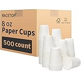 RACETOP 8 oz Disposable Coffee Cups [500 pack], Hot Coffee Cups 8 oz, Ideal for Office, Home, Party(500 pack)