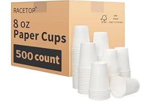 RACETOP 8 oz Coffee Cups [500 pack], Disposable Coffee Cups 8 oz, Hot Coffee Cups, Ideal for Office, Home, Party(8 oz 500 pack)