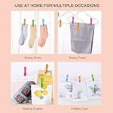 VEGCOO 60 Pcs Clothes Pegs with Storage Bag 4 Colours Plastic Clothes Clips view 6
