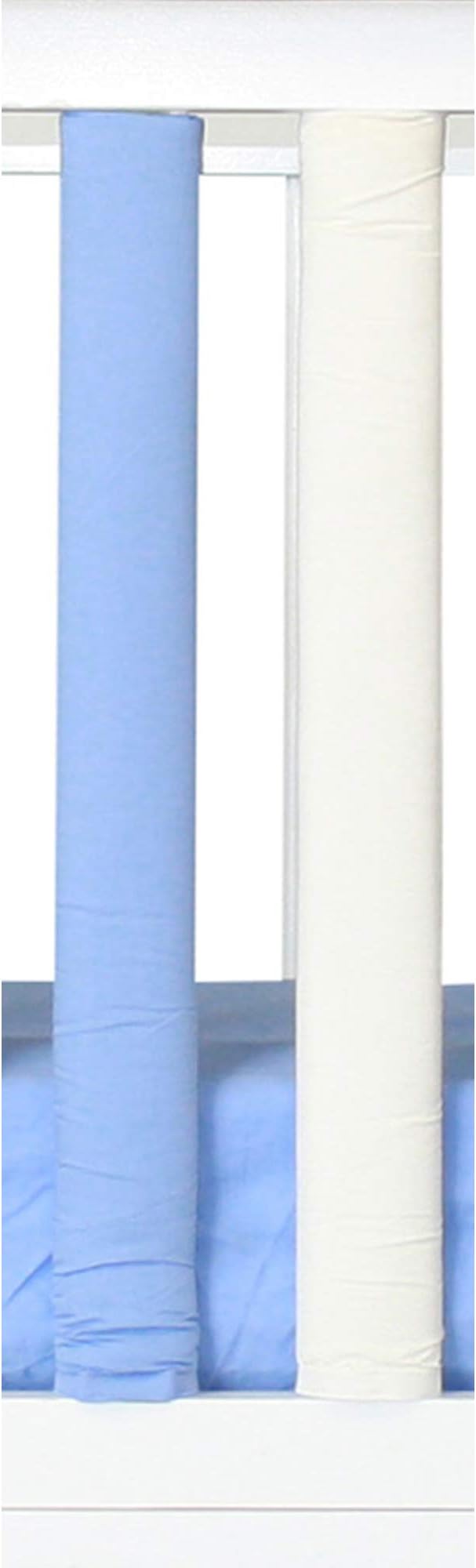 Pure Safety Vertical Crib Liners in Periwinkle & White Cotton 2 Pack