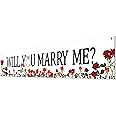 Proposal Banner Will You Marry Me Flower Banner Propose Decorations Supplies for Marriage Signs Valentine's Day Spring Engagement Outdoor Party Backdrop Decorations 6Ft