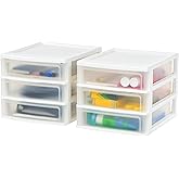 IRIS Plastic Storage Drawers, 3 Drawer Desktop Organizer with Open Top Tray, Plastic Drawer Storage Container for Office, Cra